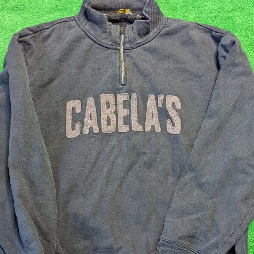 Vtg Cabela's Quarter zip Blue Pullover Sweatshirt 3XL.b34